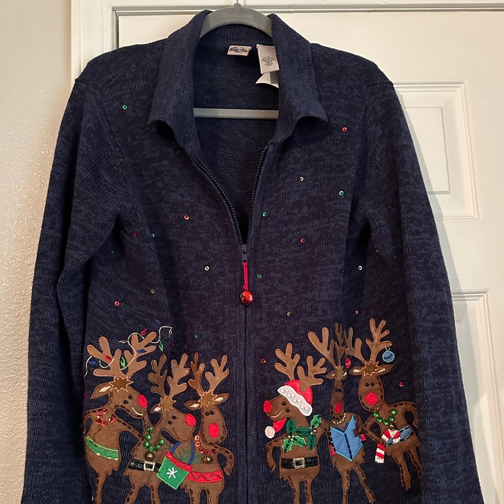 Festive Reindeer woman’s sweater - Navy
